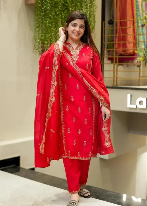 Laxmy 1710 Chanderi Readymade Dress With Embroidery