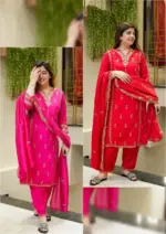 Laxmy 1710 Chanderi Readymade Dress With Embroidery - Image 3