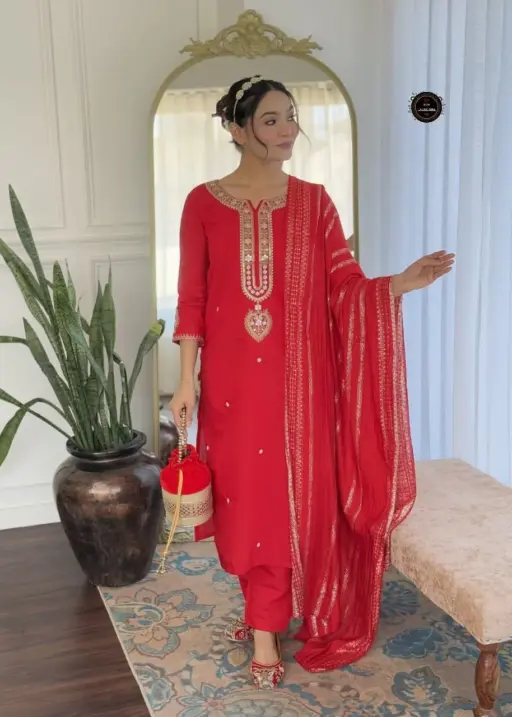 Laxmy Vol 28 Viscose Chanderi Kurti Pent With Dupatta Collection