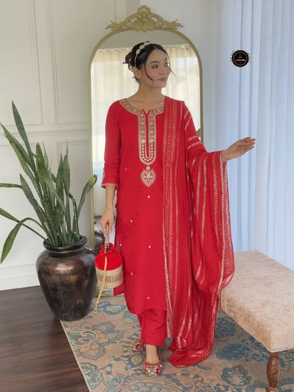 Laxmy Vol 28 Viscose Chanderi Kurti Pent With Dupatta Collection Laxmy Vol 28 Viscose Chanderi Kurti Pent With Dupatta Collection - Image 1