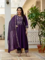 Lila 126 Viscose Roman Silk Anarkali Suit Below 1500 - Image 3