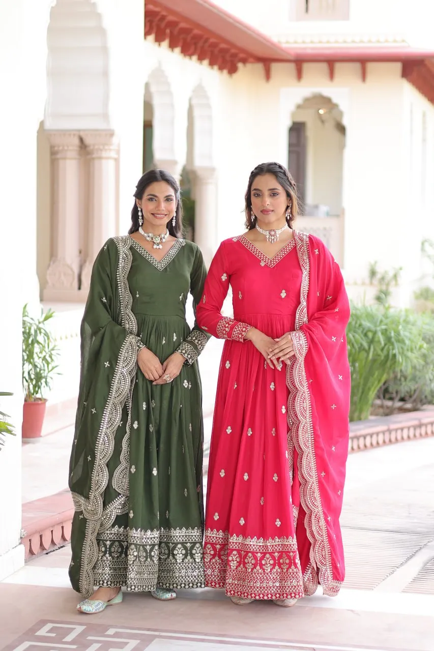 Mohini 9281 Vichitra Silk Embroidery Gown With Dupatta Mohini 9281 Vichitra Silk Embroidery Gown With Dupatta - Image 1