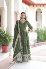 Mohini 9281 Vichitra Silk Embroidery Gown With Dupatta - Image 2