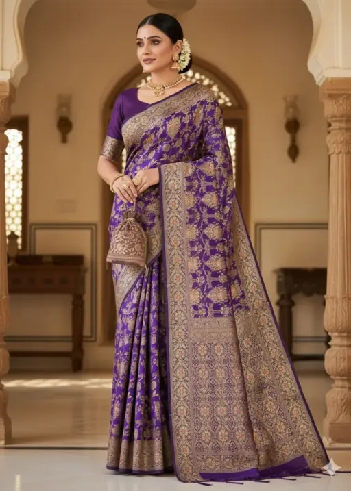 Rani 6064 Soft Lichi Silk Saree With Jacquard Work