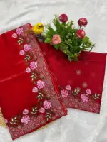 RBC 6021Cherry Red Geemichu Silk Saree Collection - Image 3