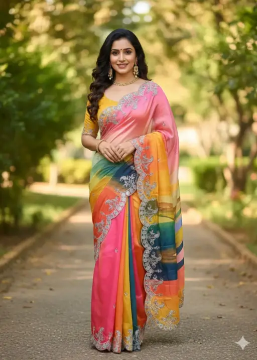 RC1 Vol 77 Chinnon Digital Printed Party Wear Saree