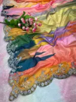 RC1 Vol 77 Chinnon Digital Printed Party Wear Saree - Image 3