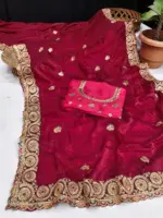 RC1 Vol 83 Fandi Satin Embroidery Saree Collection - Image 4