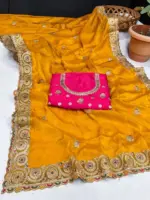 RC1 Vol 83 Fandi Satin Embroidery Saree Collection - Image 5