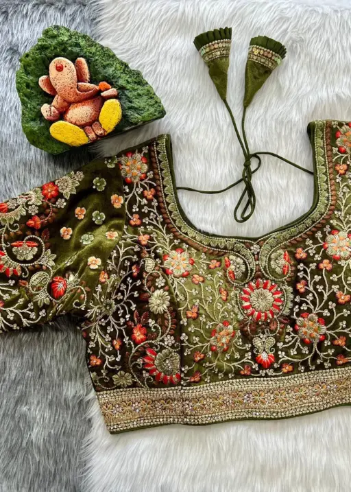 Ruhi Vol 62 Velvet Bridal Wedding Blouse Diamond Work