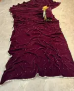 SBD 1798 Wine Velvet Saree Festive Saree Below 1500 - Image 2