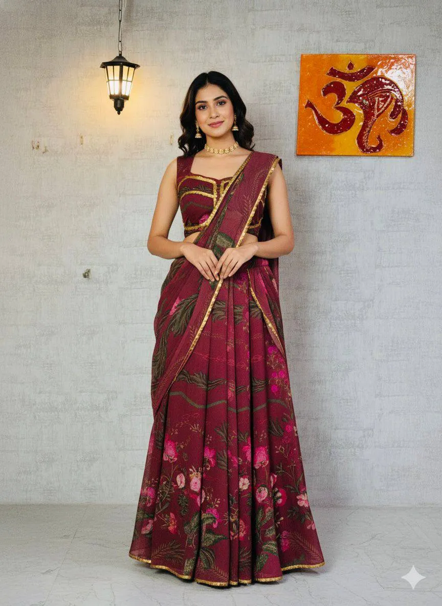 SBD 1799 Faux Georgette Ready To Wear Saree Collection SBD 1799 Faux Georgette Ready To Wear Saree Collection - Image 1