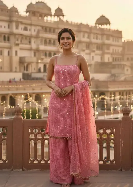 SBD 1803 Faux Georgette Readymade Dress With Mirror Work