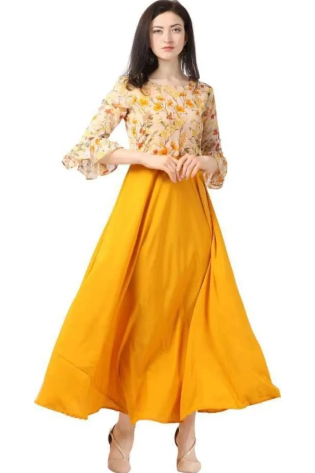 Shiv Vol 72 Yellow Crepe Georgette Gown Collection Shiv Vol 72 Yellow Crepe Georgette Gown Collection - Image 1