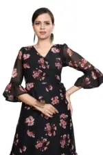 Shiv Vol 75 Black Micro Crepe Floral Printed Kurti - Image 3