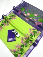 Subh 616 Soft Linen Digital Printed Saree - Image 2