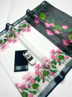 Subh 616 Soft Linen Digital Printed Saree - Image 3