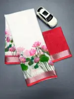 Subh 616 Soft Linen Digital Printed Saree - Image 7