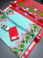 Subh 616 Soft Linen Digital Printed Saree - Image 8