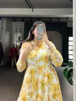 WMN 4502 Weightless Marbal Floral Printed Gown Below 1000 - Image 2