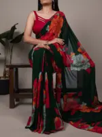 WMN 7032 Weightless Marbal Floral Printed Saree - Image 3