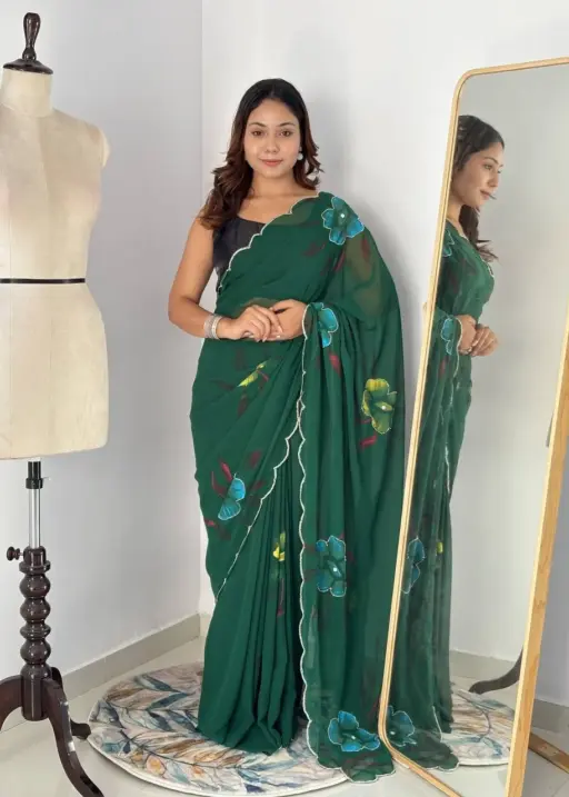 WMS Vol 116 Soft Georgette Flower Printed Saree Below 1000