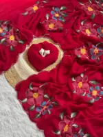 WMS Vol 116 Soft Georgette Flower Printed Saree Below 1000 - Image 8