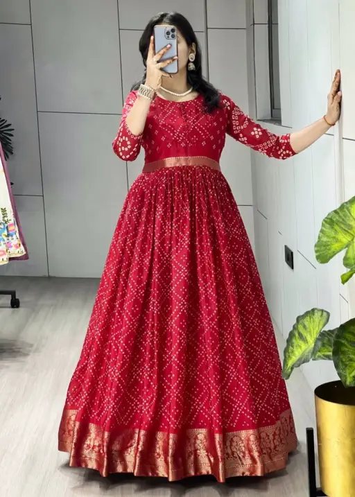 WMT 8122 Soft Chinon Bandhani Printed Festival