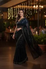 Aawiya 19 Black Georgette Sequence Party Wear
