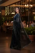 Aawiya 19 Black Georgette Sequence Party Wear - Image 2