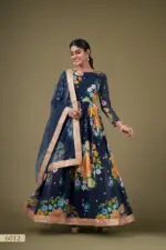 Aawiya 6012 Navy Blue Fox Georgette Printed
