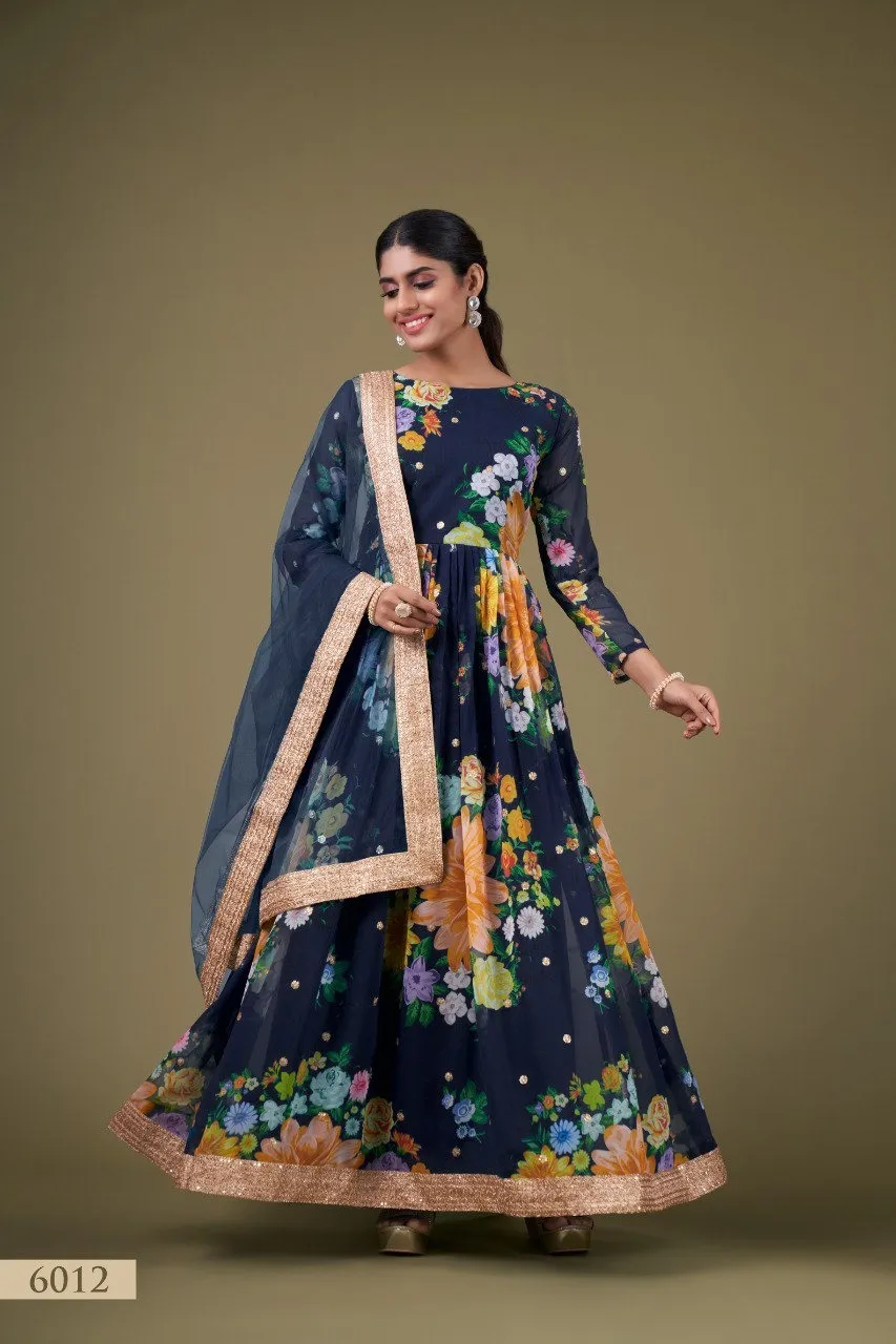 Aawiya 6012 Navy Blue Fox Georgette Printed Aawiya 6012 Navy Blue Fox Georgette Printed - Image 1