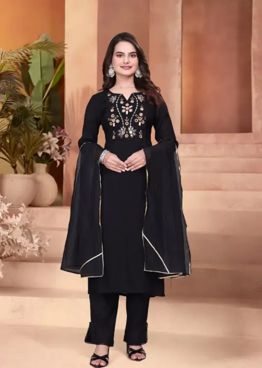 AEA 638 Mul Chanderi Mirror Work