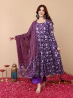 Aradhna 2056 Purple Rayon Printed