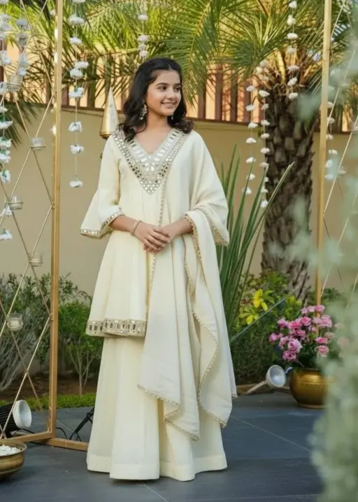 Baby 235 Cosmos Gold Jari Silk Gharara Suit