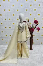 Baby 235 Cosmos Gold Jari Silk Gharara Suit - Image 4