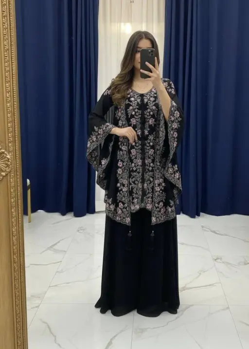 BV 406A Black Faux Georgette Designer Indo