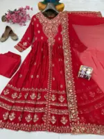 C585 1429 Red Chinon Silk Christmas - Image 3