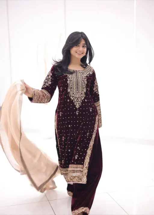 C585 1430 Velvet Designer Zari Embroidery