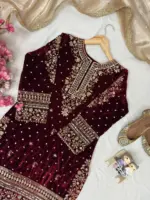 C585 1430 Velvet Designer Zari Embroidery - Image 4