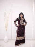 C585 1430 Velvet Designer Zari Embroidery - Image 2