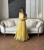 C585 1437 Yellow Faux Georgette Haldi Occasion