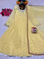 C585 1437 Yellow Faux Georgette Haldi Occasion - Image 2