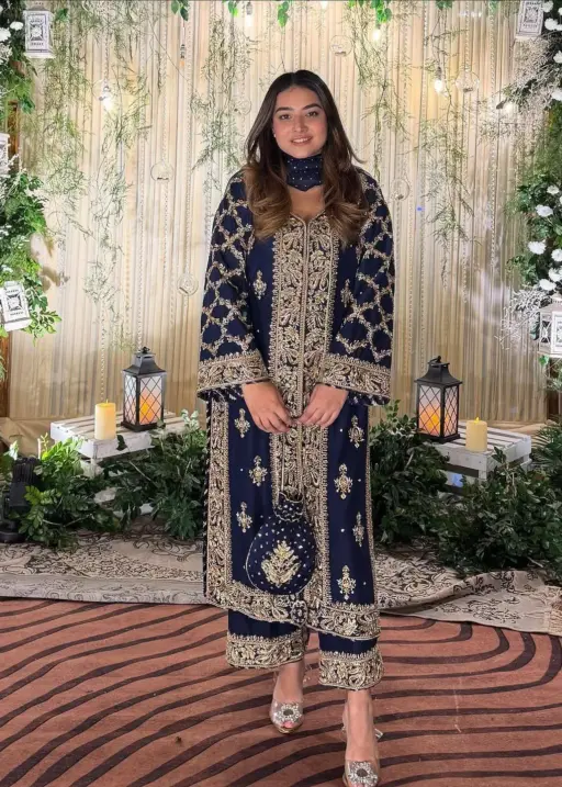 C585 1438 Nevy Blue Georgette Eid