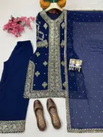 C585 1438 Nevy Blue Georgette Eid - Image 2