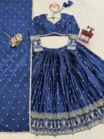 Deepika 384 Blue Japan Satin Wedding - Image 2