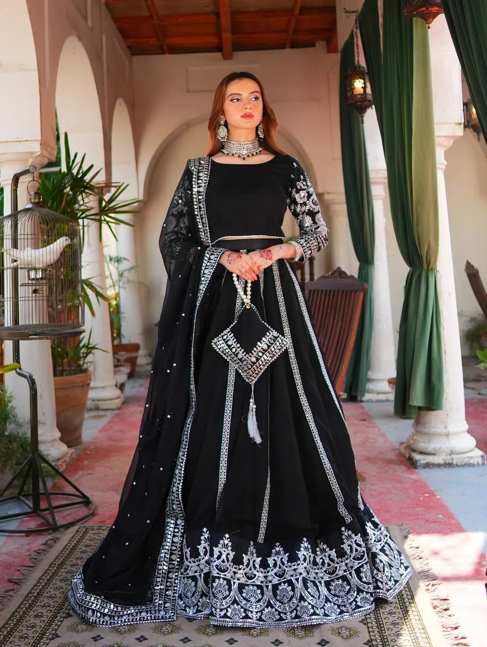 Deepika 385 Black Viscos Velvet Wedding Deepika 385 Black Viscos Velvet Wedding - Image 1
