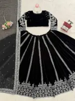 Deepika 385 Black Viscos Velvet Wedding - Image 2