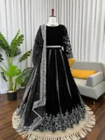 Deepika 385 Black Viscos Velvet Wedding - Image 3