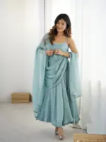 Deepika 5883 Sky Blue Crunch Silk